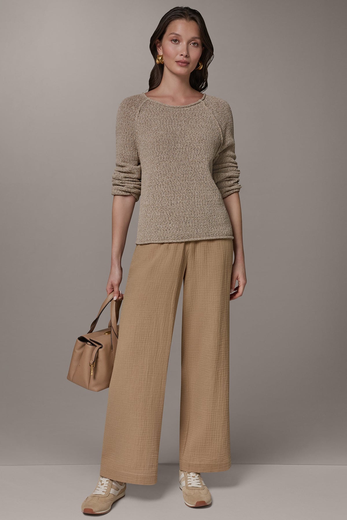 LONG SLEEVE EASY SWEATER - Fawn