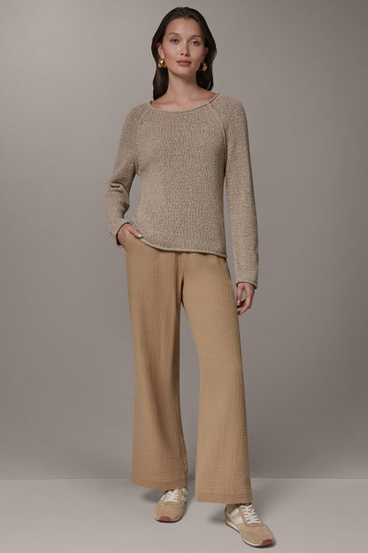 LONG SLEEVE EASY SWEATER - Fawn