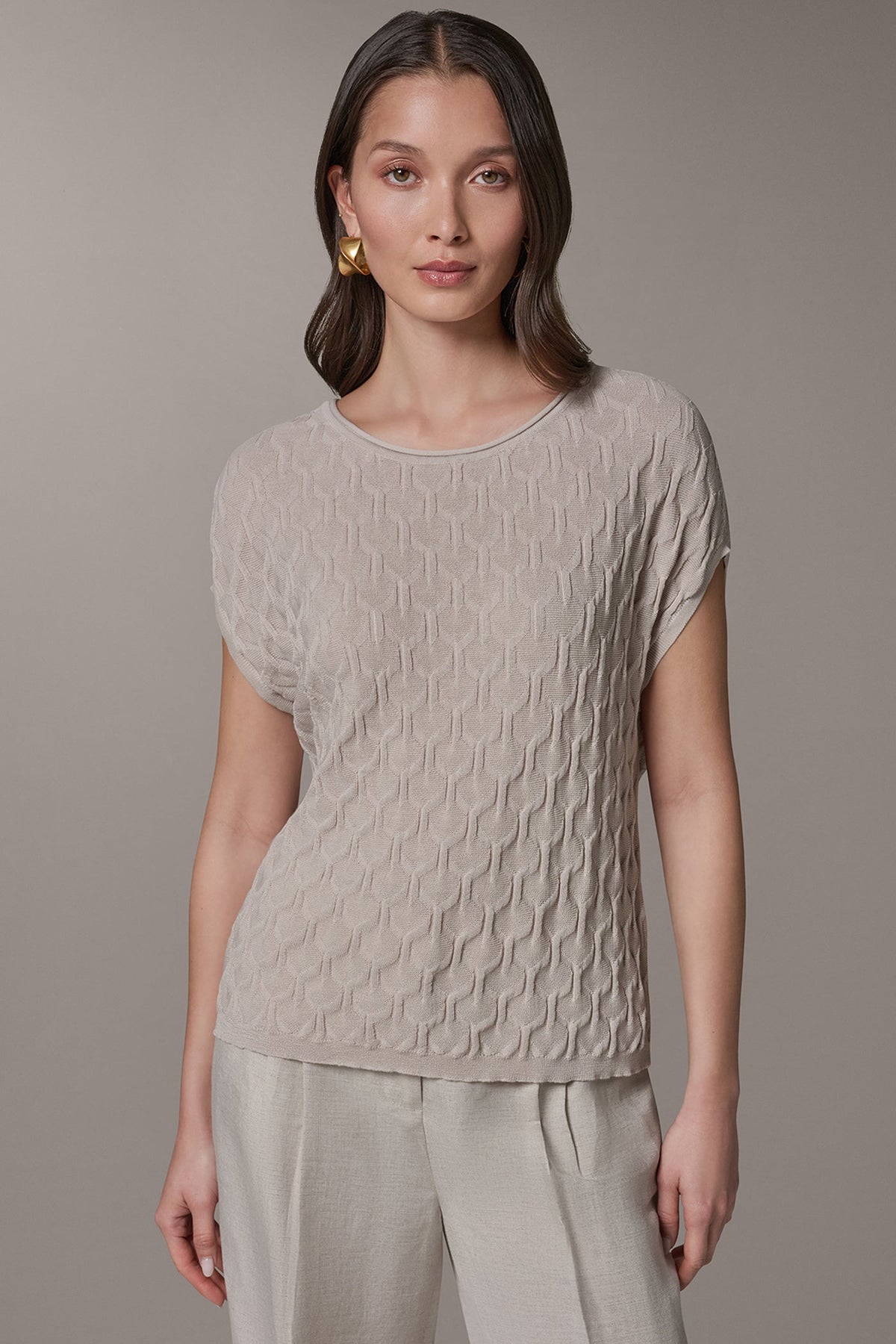 CAP SLEEVE SWEATER - Sisal