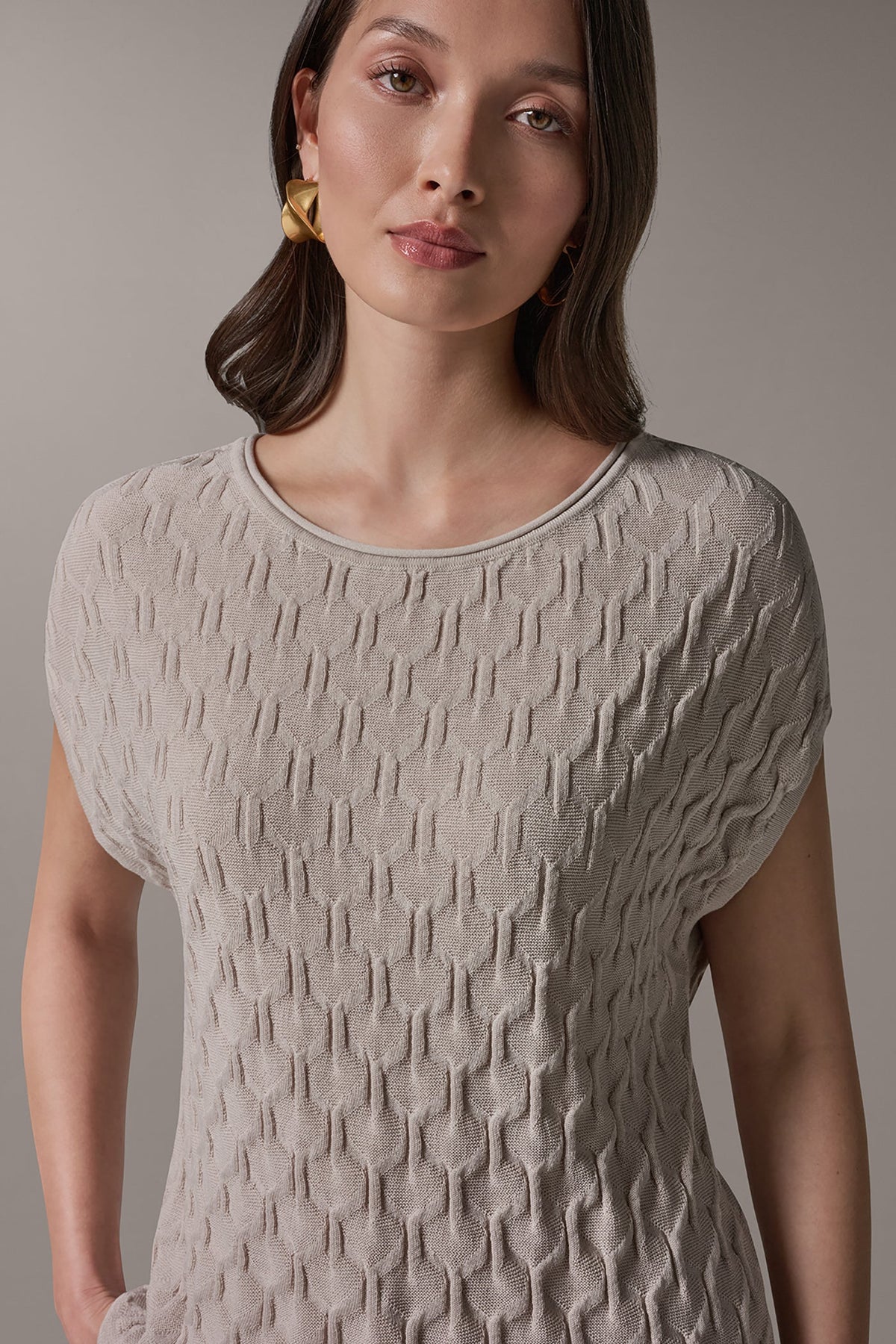 CAP SLEEVE SWEATER - Sisal