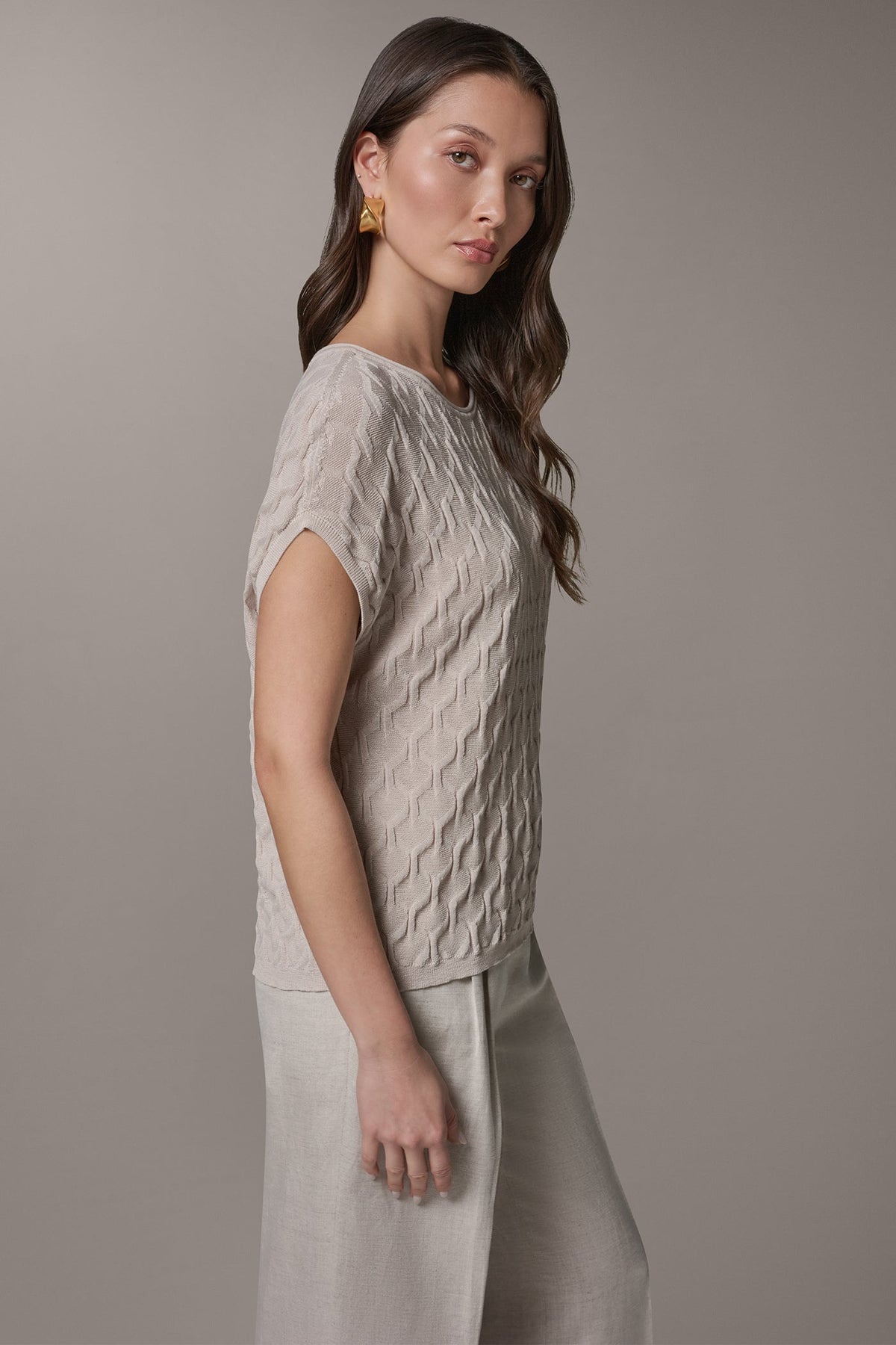 CAP SLEEVE SWEATER - Sisal