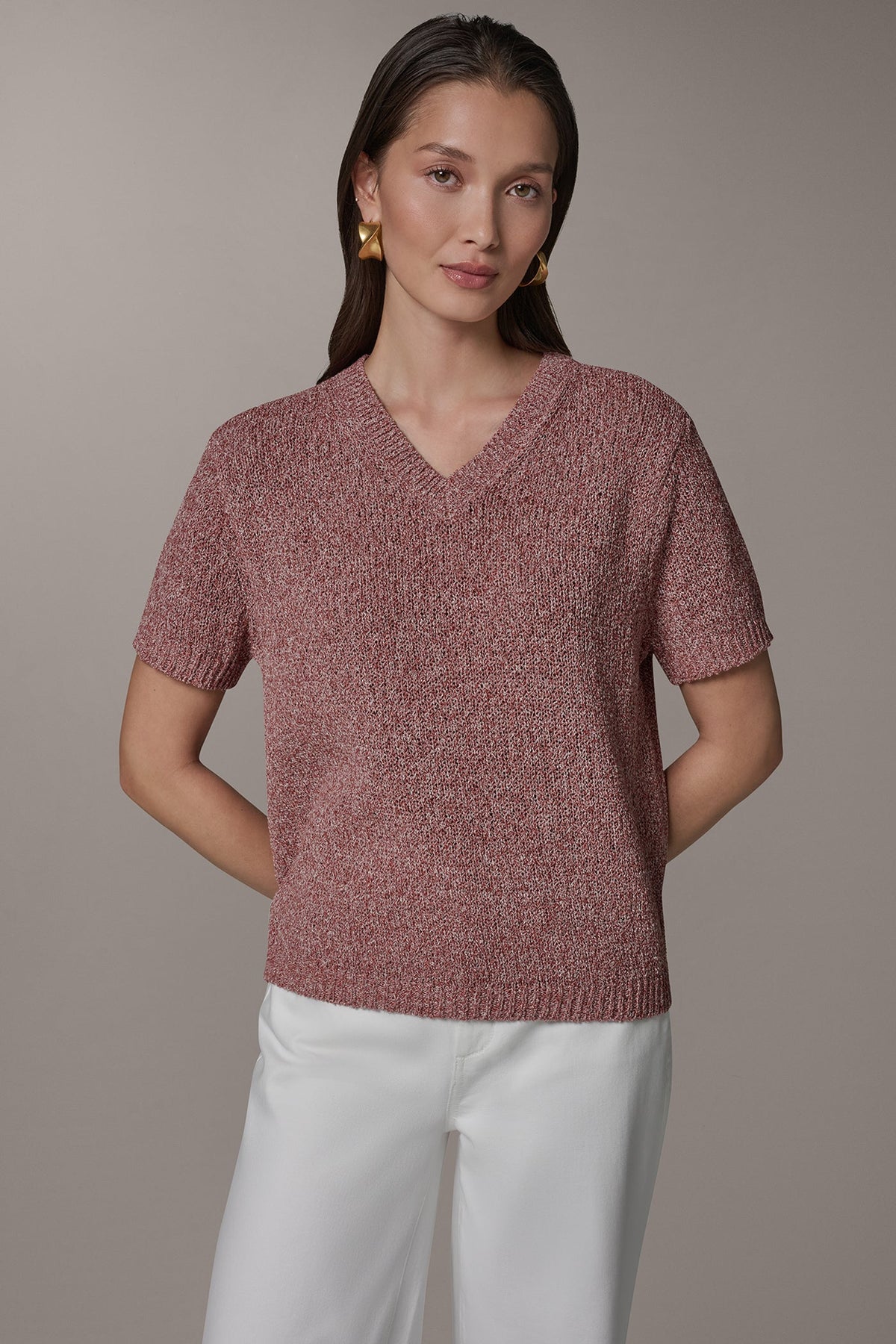 SHORT SLEEVE MÉLANGE EASY SWEATER - Sunbaked Multi
