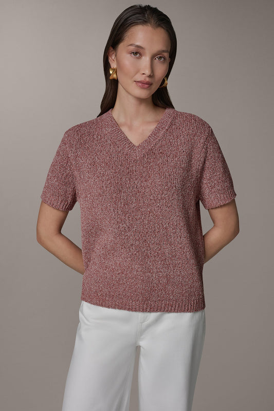 SHORT SLEEVE MÉLANGE EASY SWEATER - Sunbaked Multi