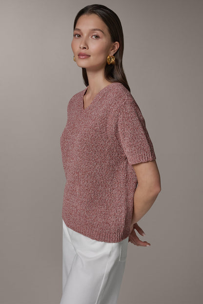 SHORT SLEEVE MÉLANGE EASY SWEATER - Sunbaked Multi