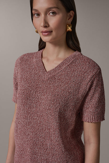 SHORT SLEEVE MÉLANGE EASY SWEATER - Sunbaked Multi