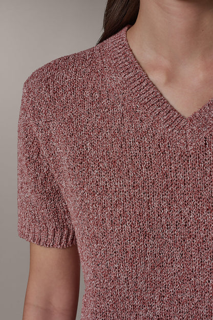 SHORT SLEEVE MÉLANGE EASY SWEATER - Sunbaked Multi