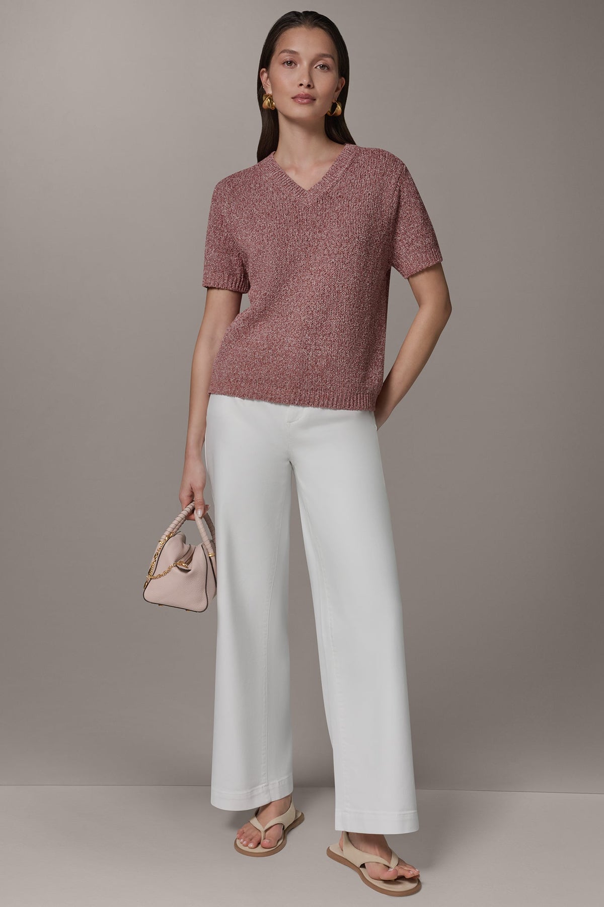 SHORT SLEEVE MÉLANGE EASY SWEATER - Sunbaked Multi