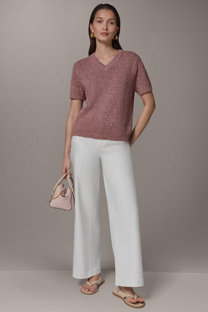 SHORT SLEEVE MÉLANGE EASY SWEATER - Sunbaked Multi