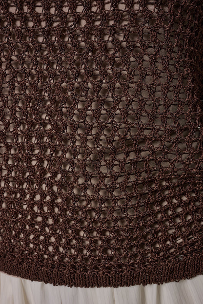 SHORT SLEEVE OPEN STITCH SWEATER - Canyon