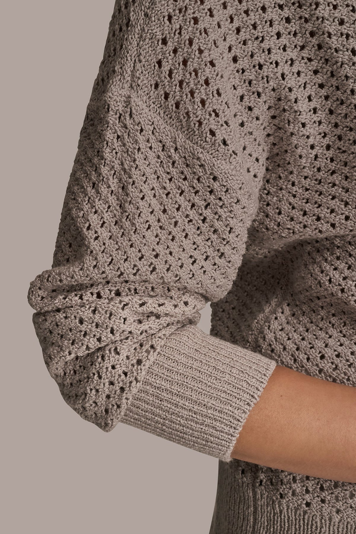 LONG SLEEVE OPEN STITCH SWEATER - VAPOR