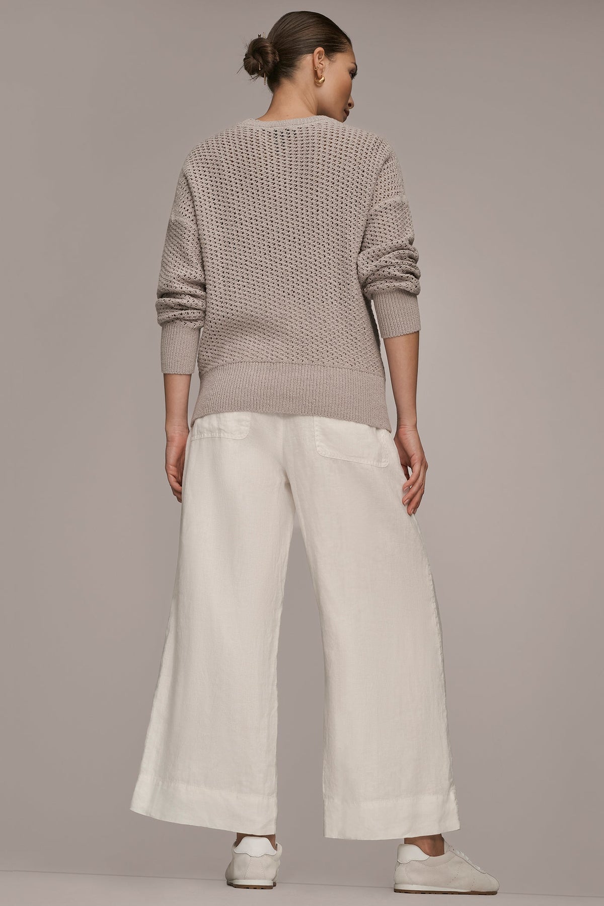 LONG SLEEVE OPEN STITCH SWEATER - VAPOR