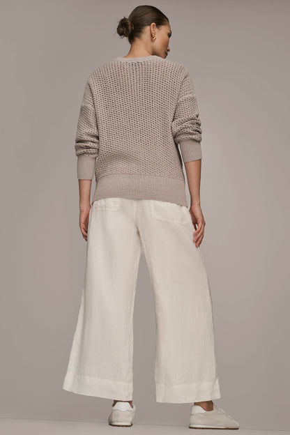 LONG SLEEVE OPEN STITCH SWEATER - VAPOR