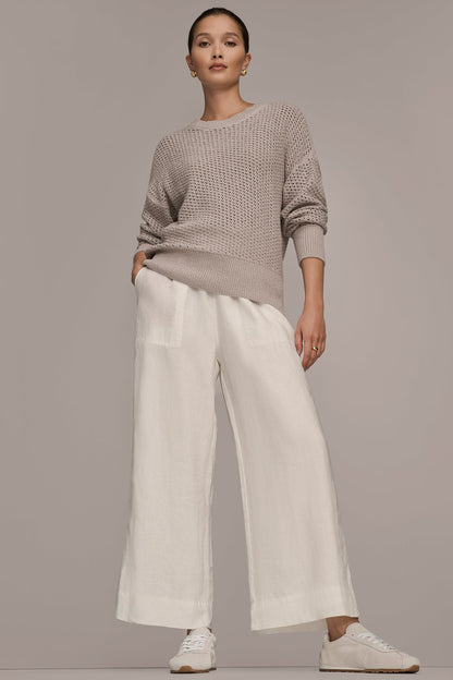 LONG SLEEVE OPEN STITCH SWEATER - VAPOR