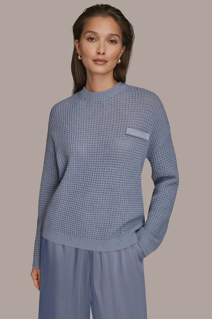 WOOL AND CASHMERE-BLEND POCKET SWEATER - TEMPEST/SILVER