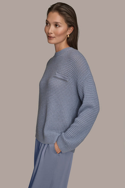 WOOL AND CASHMERE-BLEND POCKET SWEATER - TEMPEST/SILVER