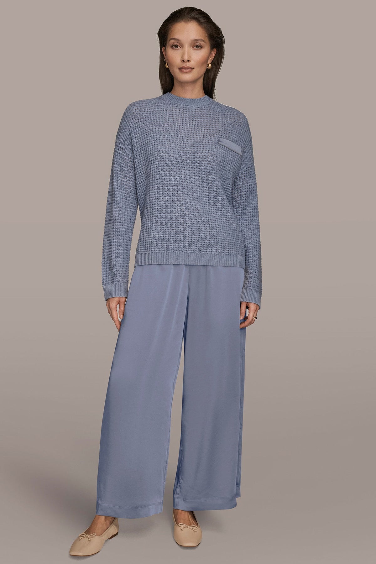 WOOL AND CASHMERE-BLEND POCKET SWEATER - TEMPEST/SILVER