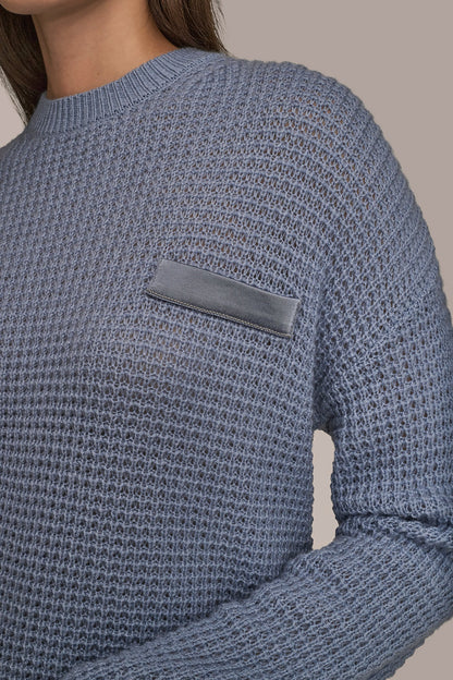 WOOL AND CASHMERE-BLEND POCKET SWEATER - TEMPEST/SILVER