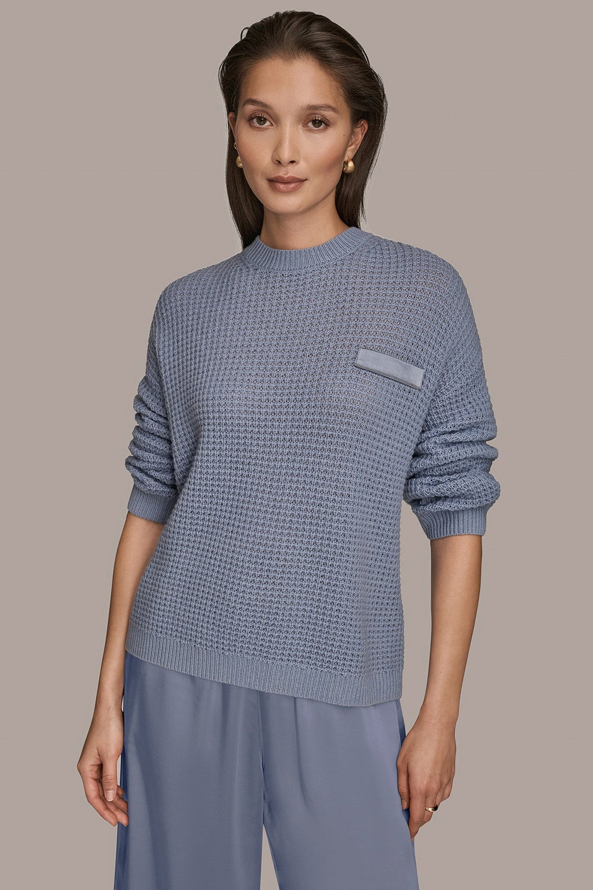 WOOL AND CASHMERE-BLEND POCKET SWEATER - TEMPEST/SILVER