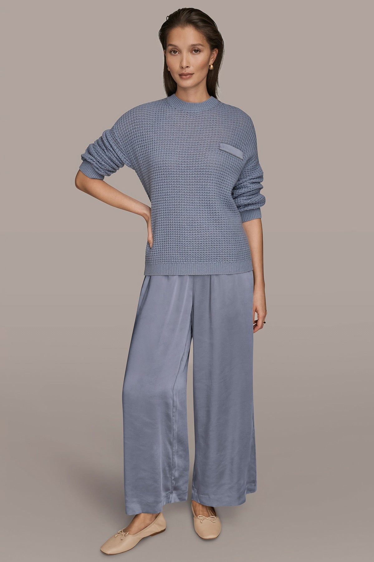 WOOL AND CASHMERE-BLEND POCKET SWEATER - TEMPEST/SILVER
