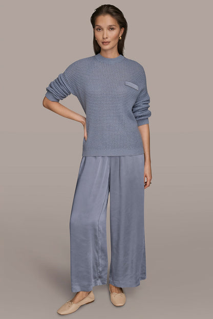 WOOL AND CASHMERE-BLEND POCKET SWEATER - TEMPEST/SILVER