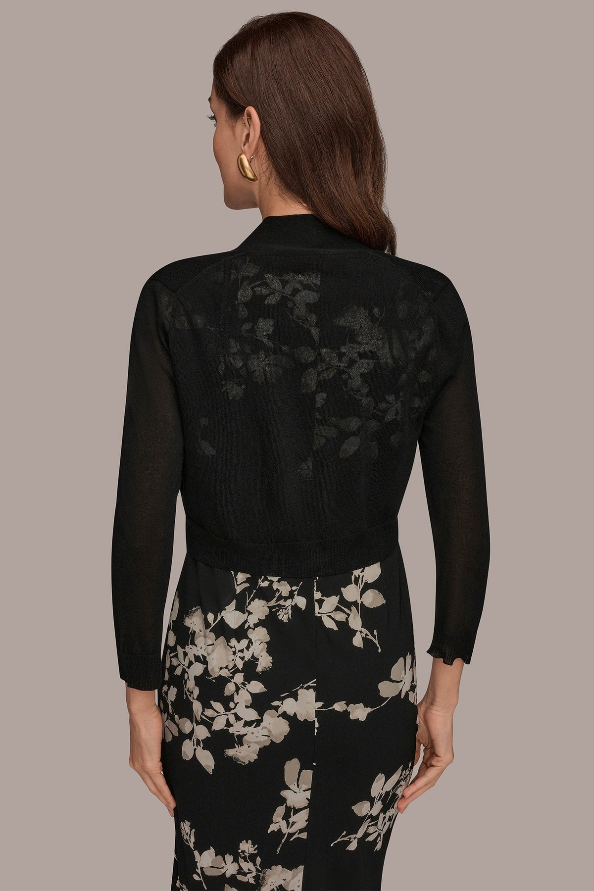 OPEN-FRONT SHRUG - Black