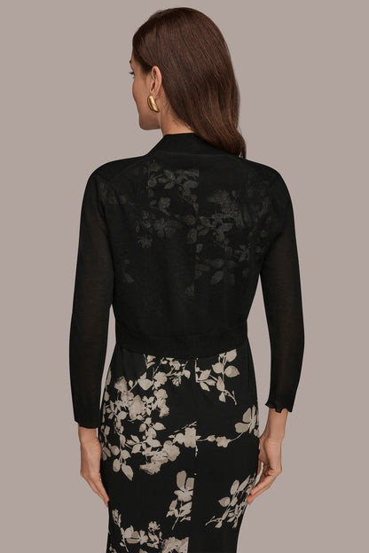 OPEN-FRONT SHRUG - Black