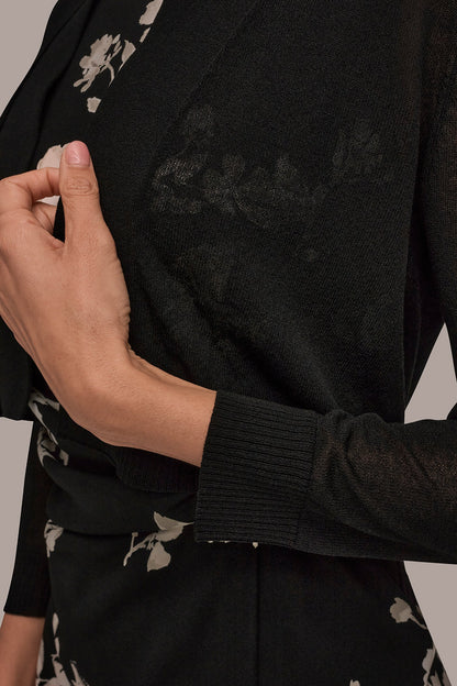 OPEN-FRONT SHRUG - Black