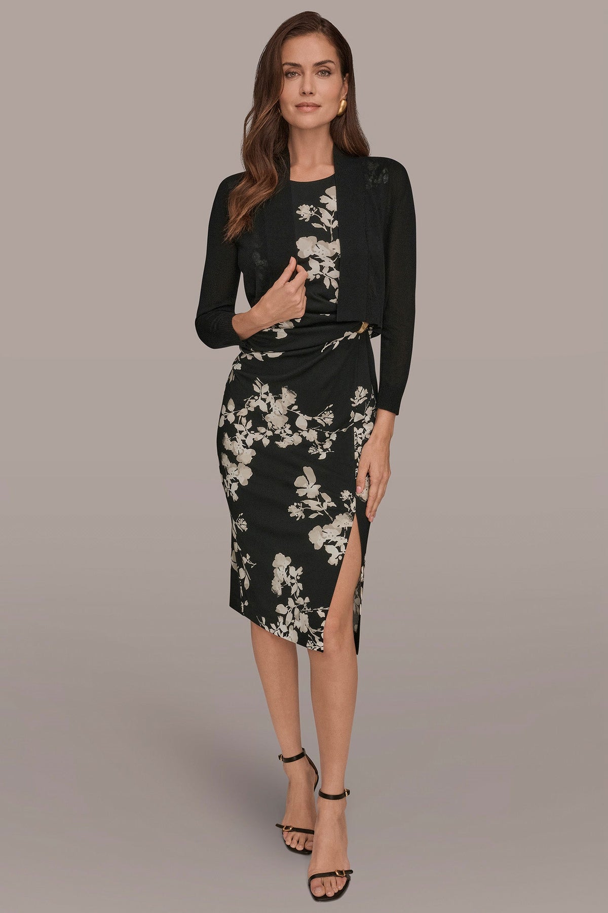 OPEN-FRONT SHRUG - Black