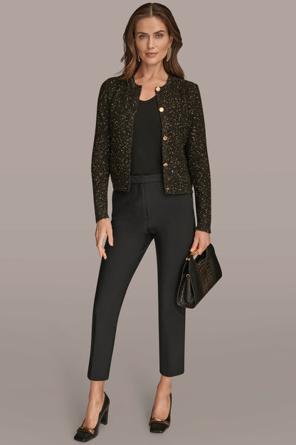 LONG SLEEVE METALLIC SPECKLED CARDIGAN - BLACK/GOLD