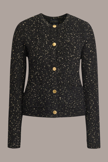 LONG SLEEVE METALLIC SPECKLED CARDIGAN - BLACK/GOLD