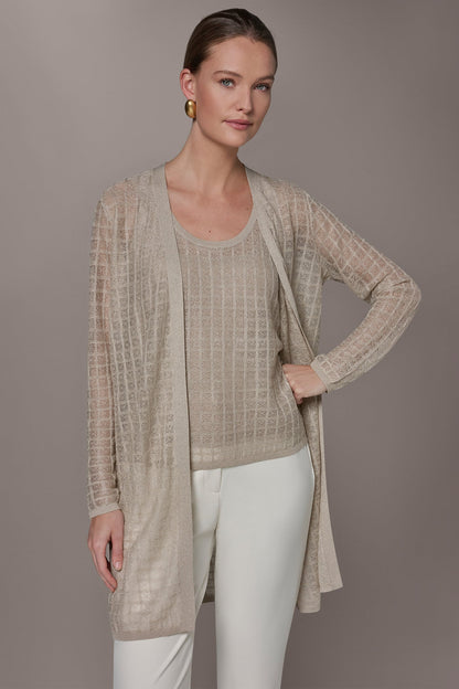 LONG GRID STITCH CARDIGAN - Tuscan Grey