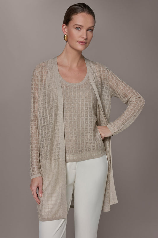 LONG GRID STITCH CARDIGAN - Tuscan Grey