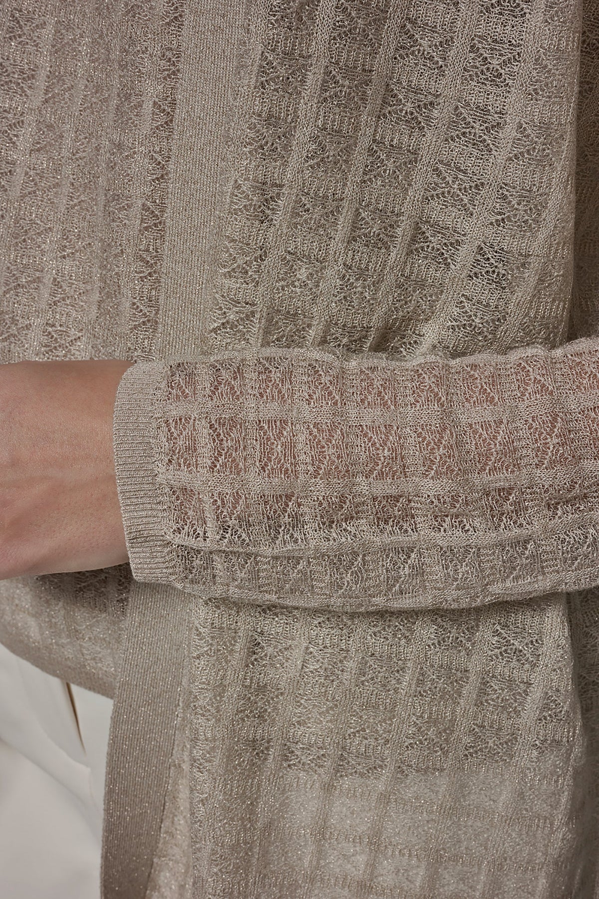 LONG GRID STITCH CARDIGAN - Tuscan Grey