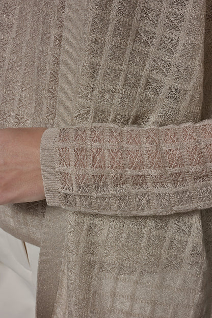 LONG GRID STITCH CARDIGAN - Tuscan Grey
