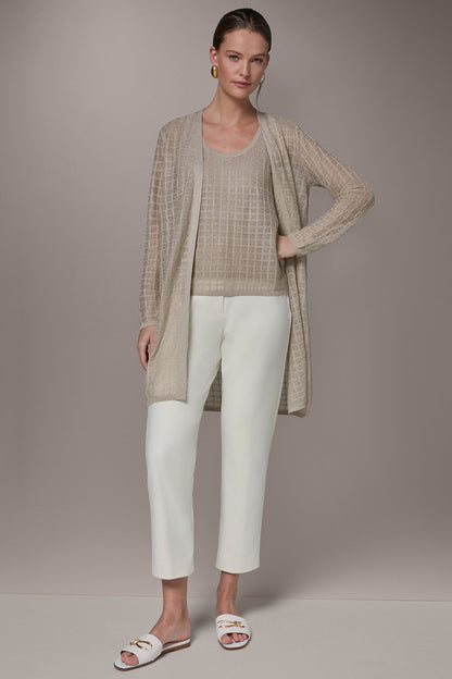 LONG GRID STITCH CARDIGAN - Tuscan Grey