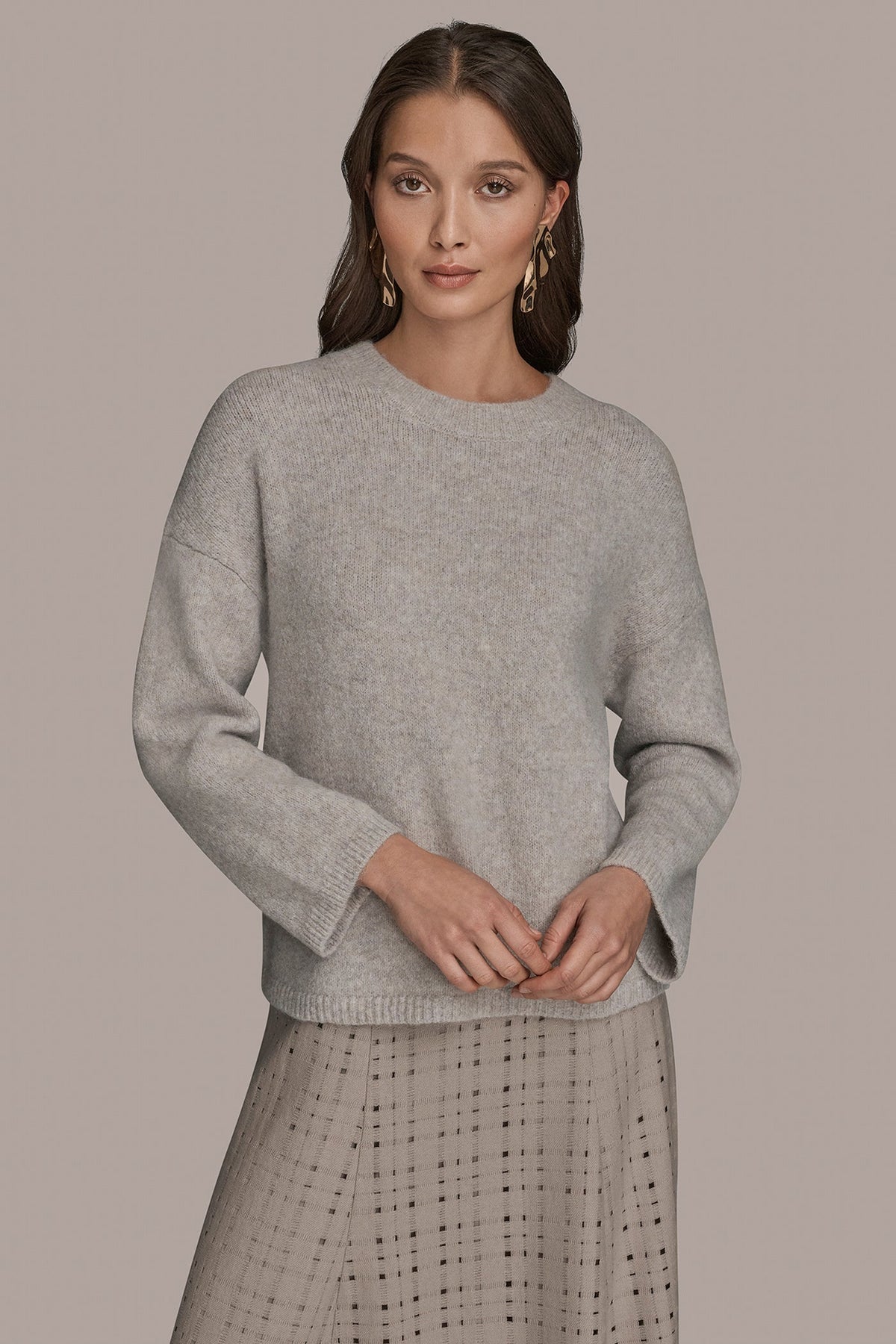 OVERSIZED LONG SLEEVE CREW-NECK SWEATER - VAPOR