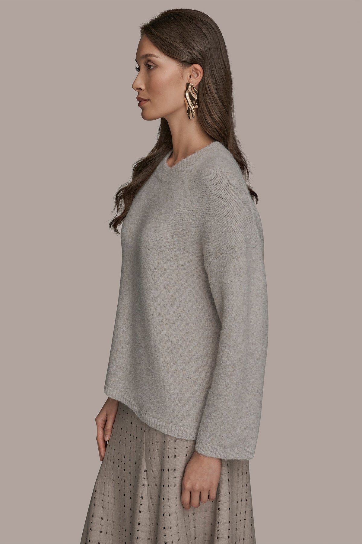 OVERSIZED LONG SLEEVE CREW-NECK SWEATER - VAPOR