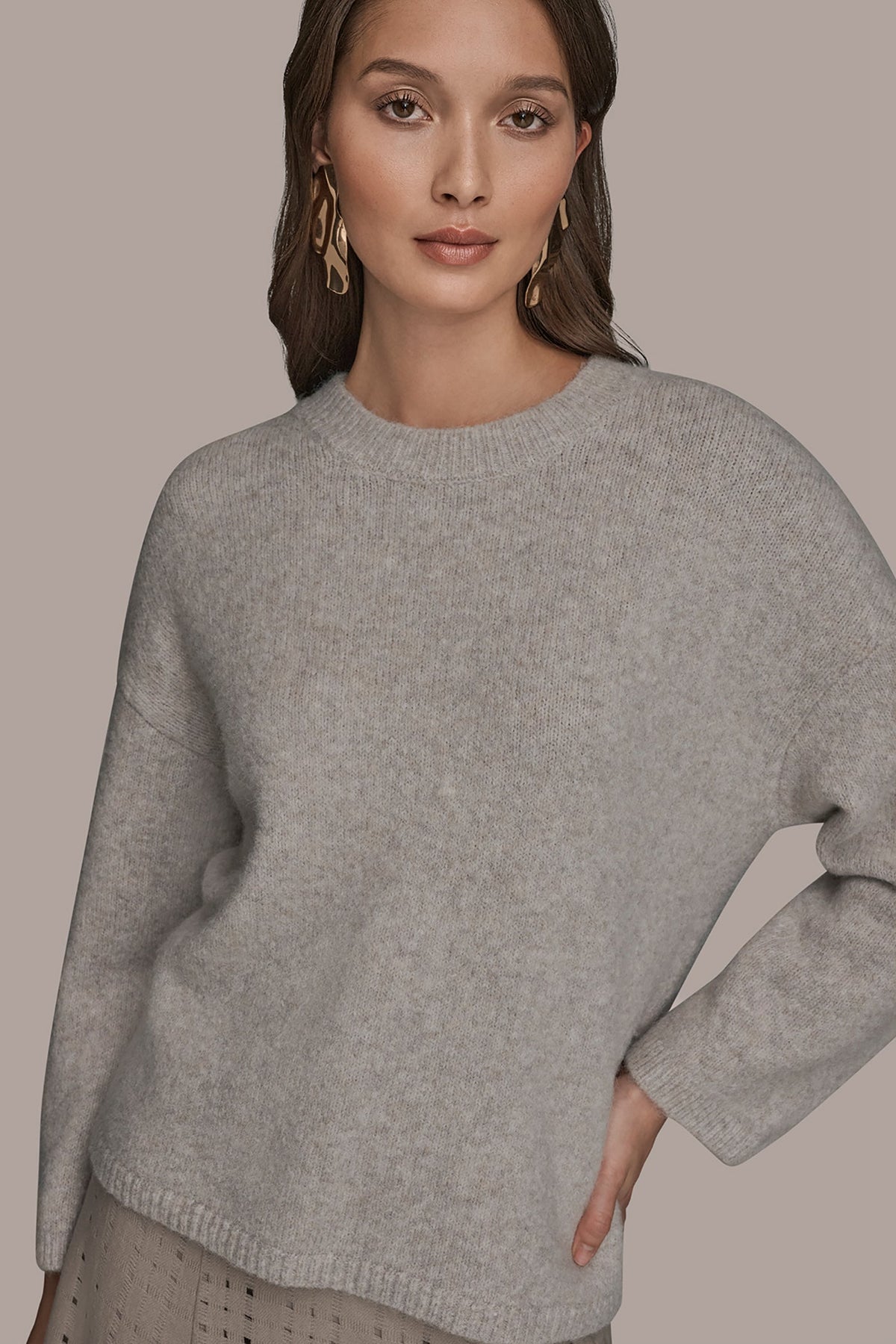 OVERSIZED LONG SLEEVE CREW-NECK SWEATER - VAPOR