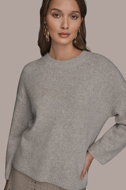 OVERSIZED LONG SLEEVE CREW-NECK SWEATER - VAPOR