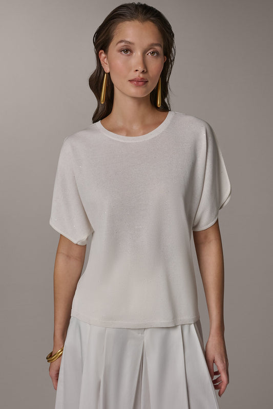 SEQUIN SPLIT SLEEVE SWEATER - Cream