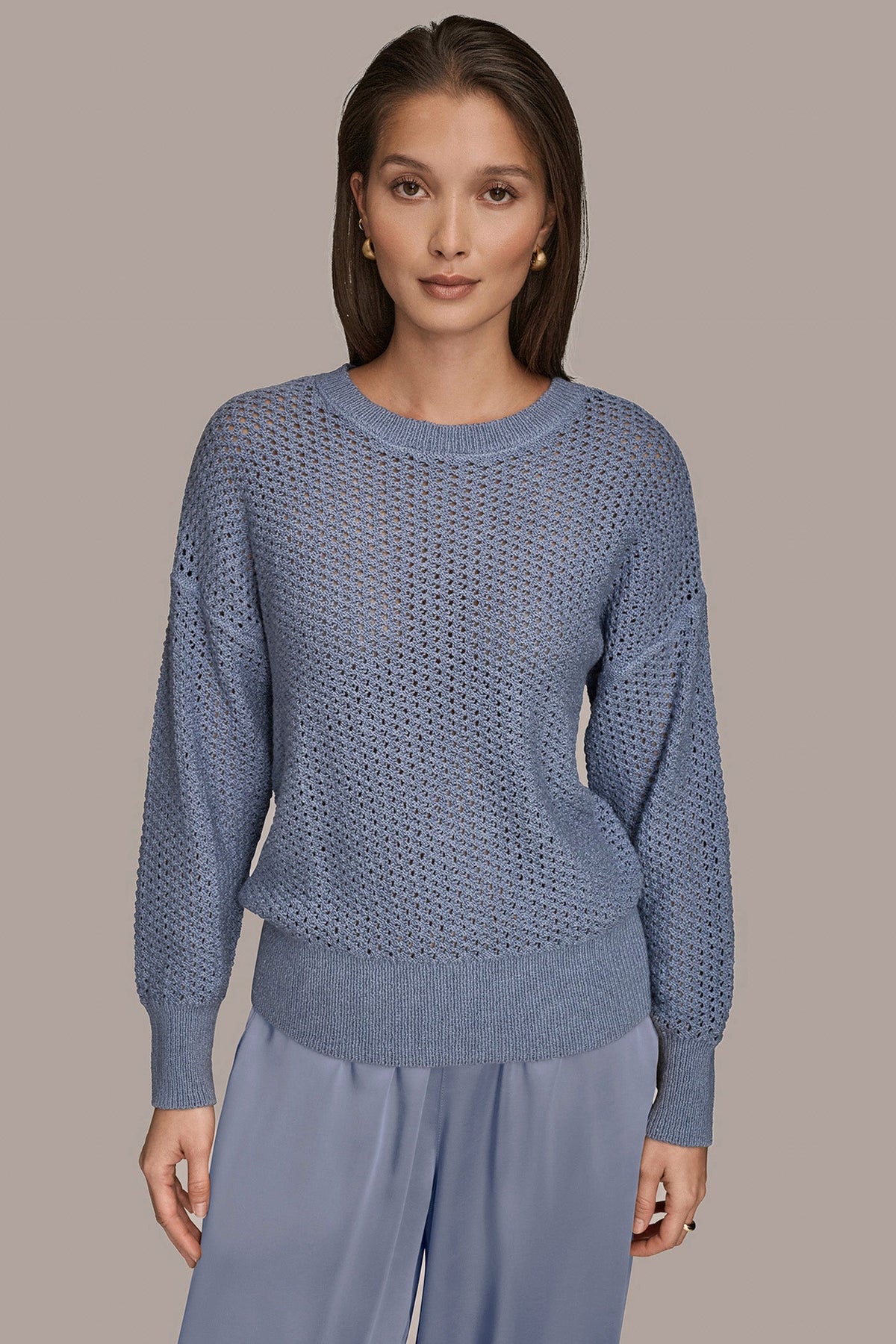 LONG SLEEVE OPEN STITCH SWEATER - Tempest