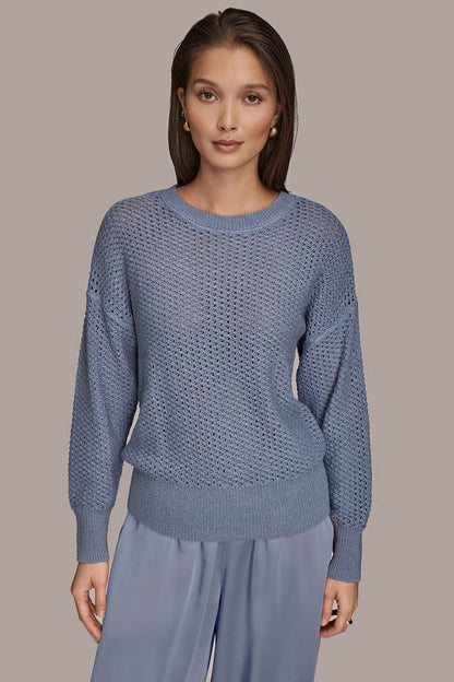 LONG SLEEVE OPEN STITCH SWEATER - Tempest
