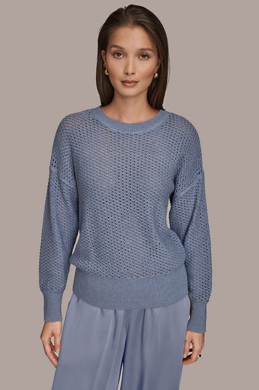 LONG SLEEVE OPEN STITCH SWEATER - Tempest