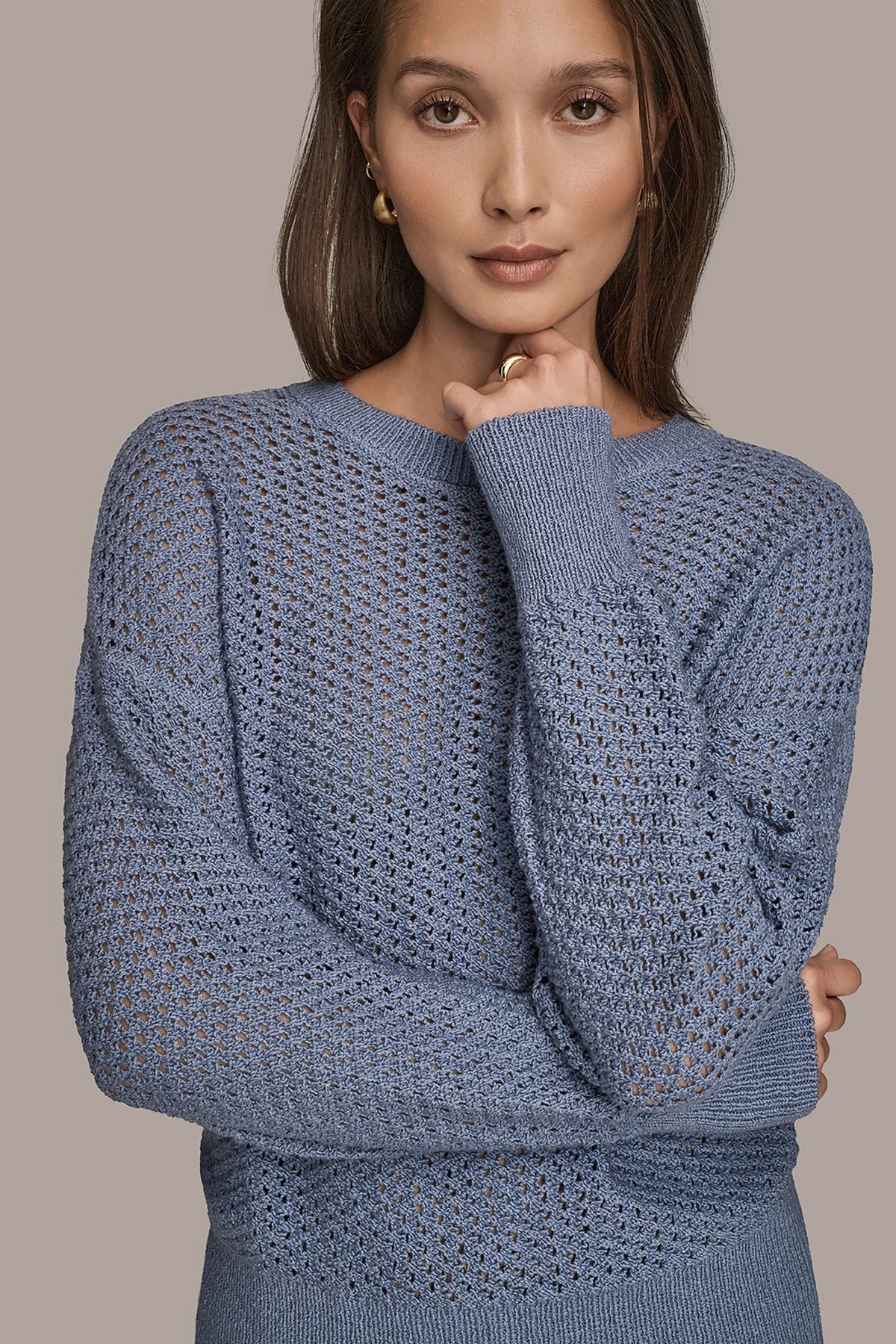 LONG SLEEVE OPEN STITCH SWEATER - Tempest