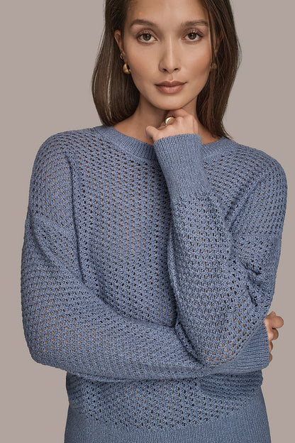 LONG SLEEVE OPEN STITCH SWEATER - Tempest