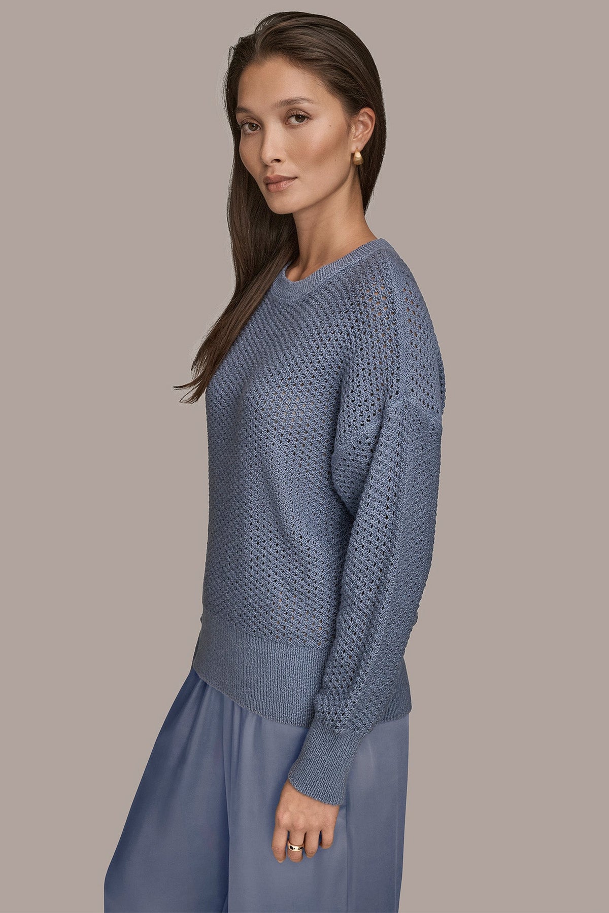 LONG SLEEVE OPEN STITCH SWEATER - Tempest