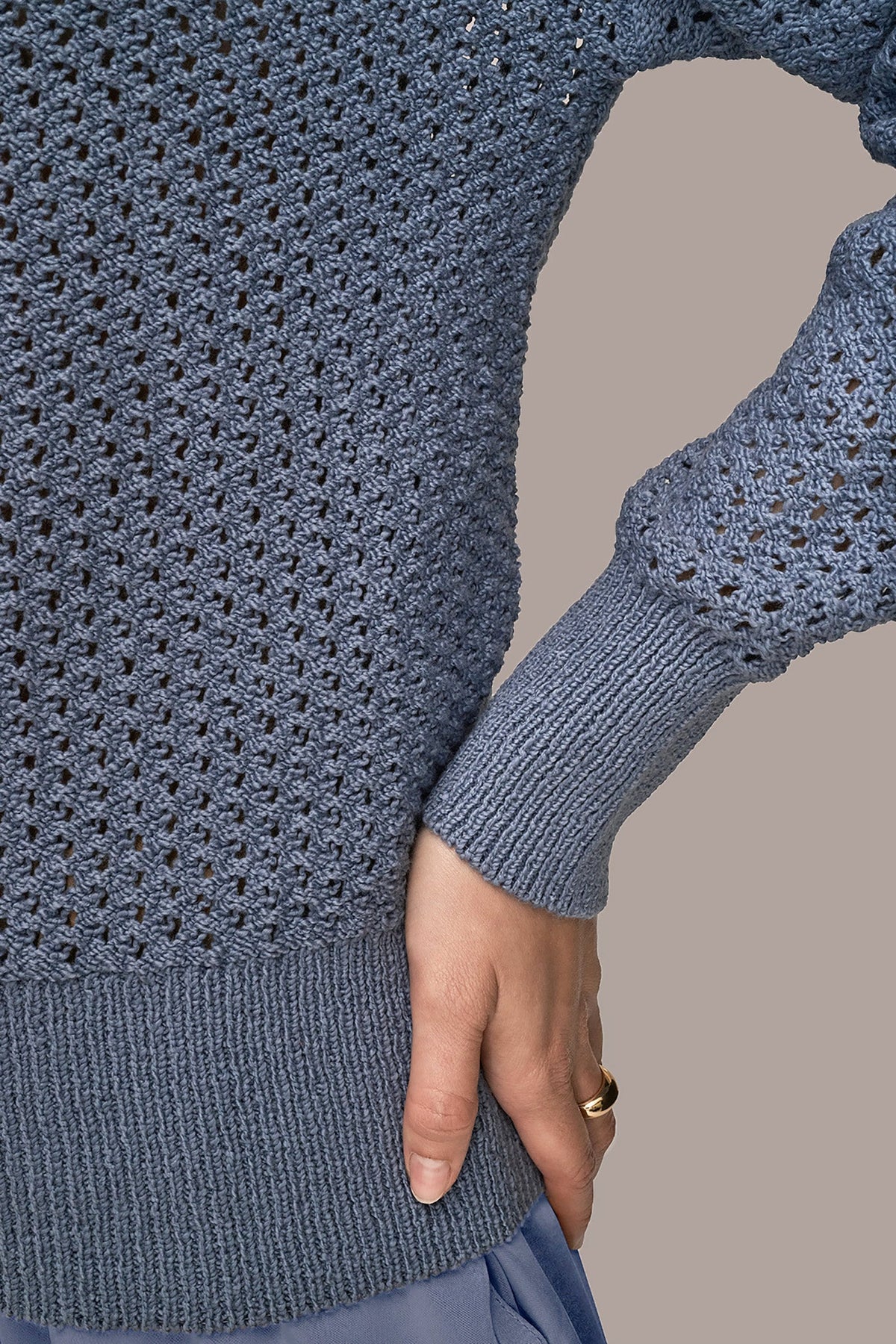 LONG SLEEVE OPEN STITCH SWEATER - Tempest