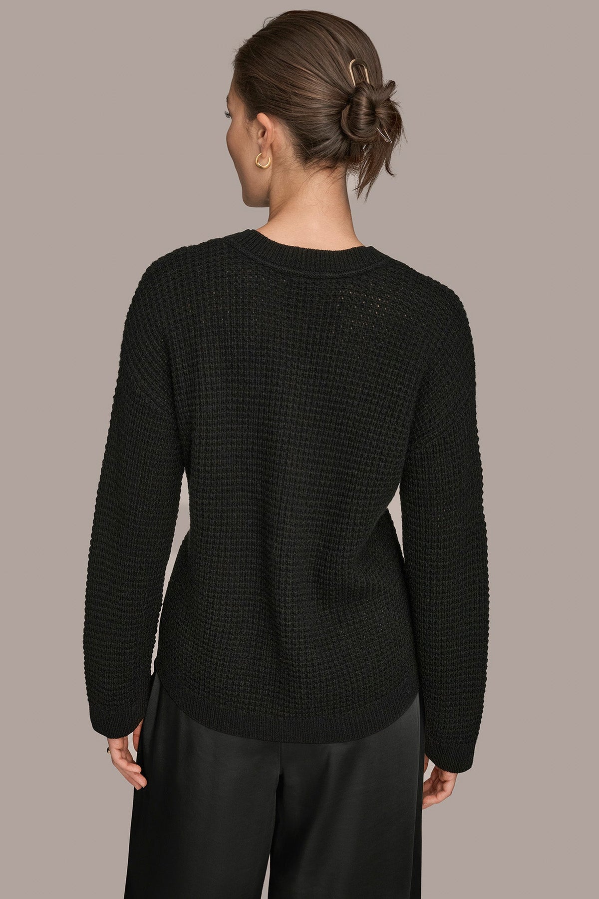 WOOL AND CASHMERE-BLEND POCKET SWEATER - BLACK/SILVER