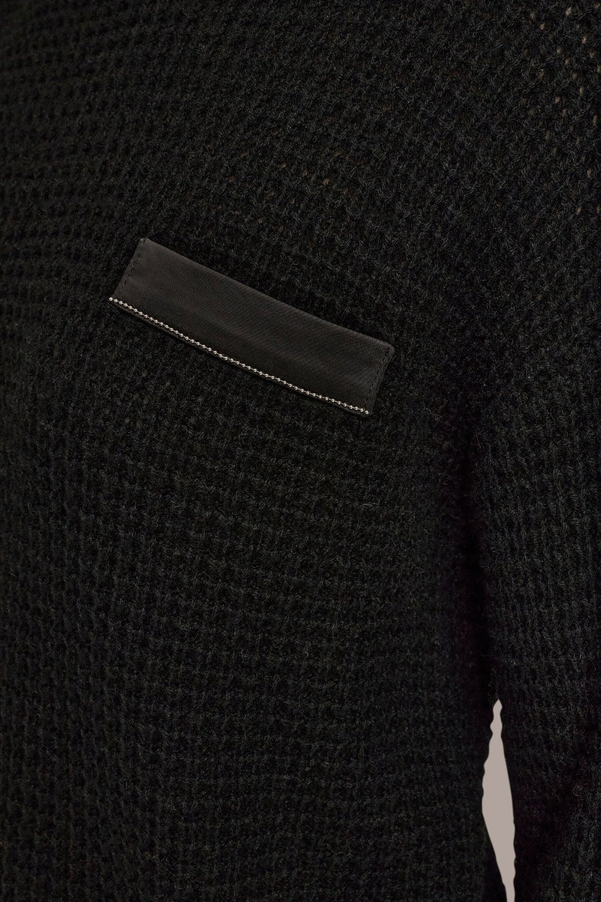 WOOL AND CASHMERE-BLEND POCKET SWEATER - BLACK/SILVER