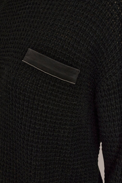 WOOL AND CASHMERE-BLEND POCKET SWEATER - BLACK/SILVER